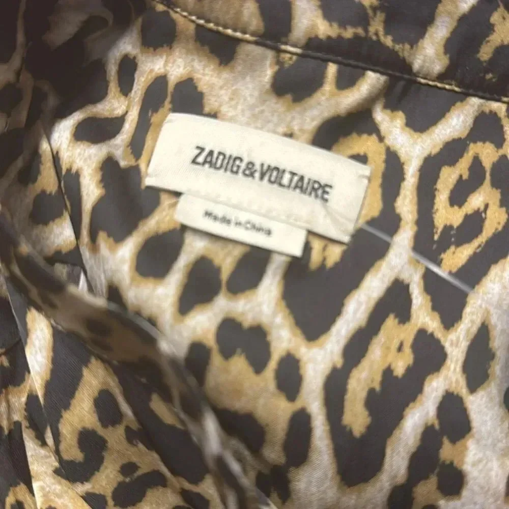 NWOT Women’s Zadig & Voltaire Retouched Satin Leo animal print Dress size small - Picture 5 of 7